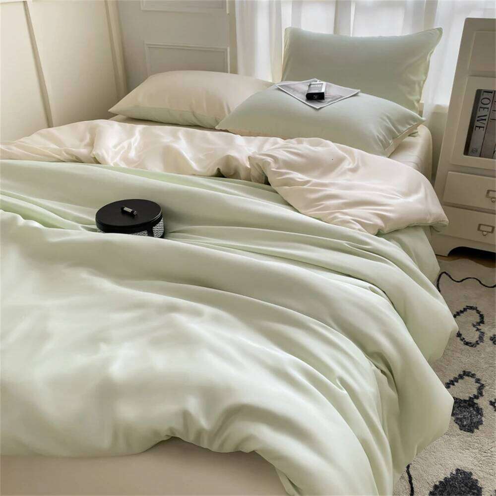 Washed Silk Bedding Duvet Pillowcase Bed Sheet Four Piece Set Quilt Cover Bedspreads Single Double King Bedroom Decor Y260124
