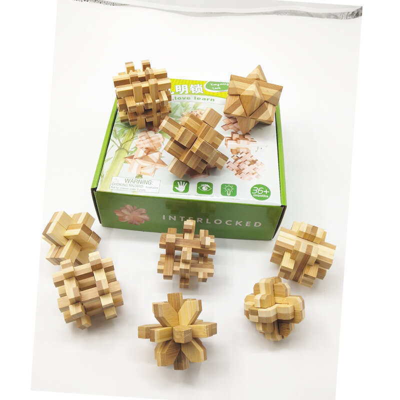 Customized Educational Toys Bamboo Kongming Luban Full Set Building Blocks Manual Assembly Heart Lock Stress Relief Artifact