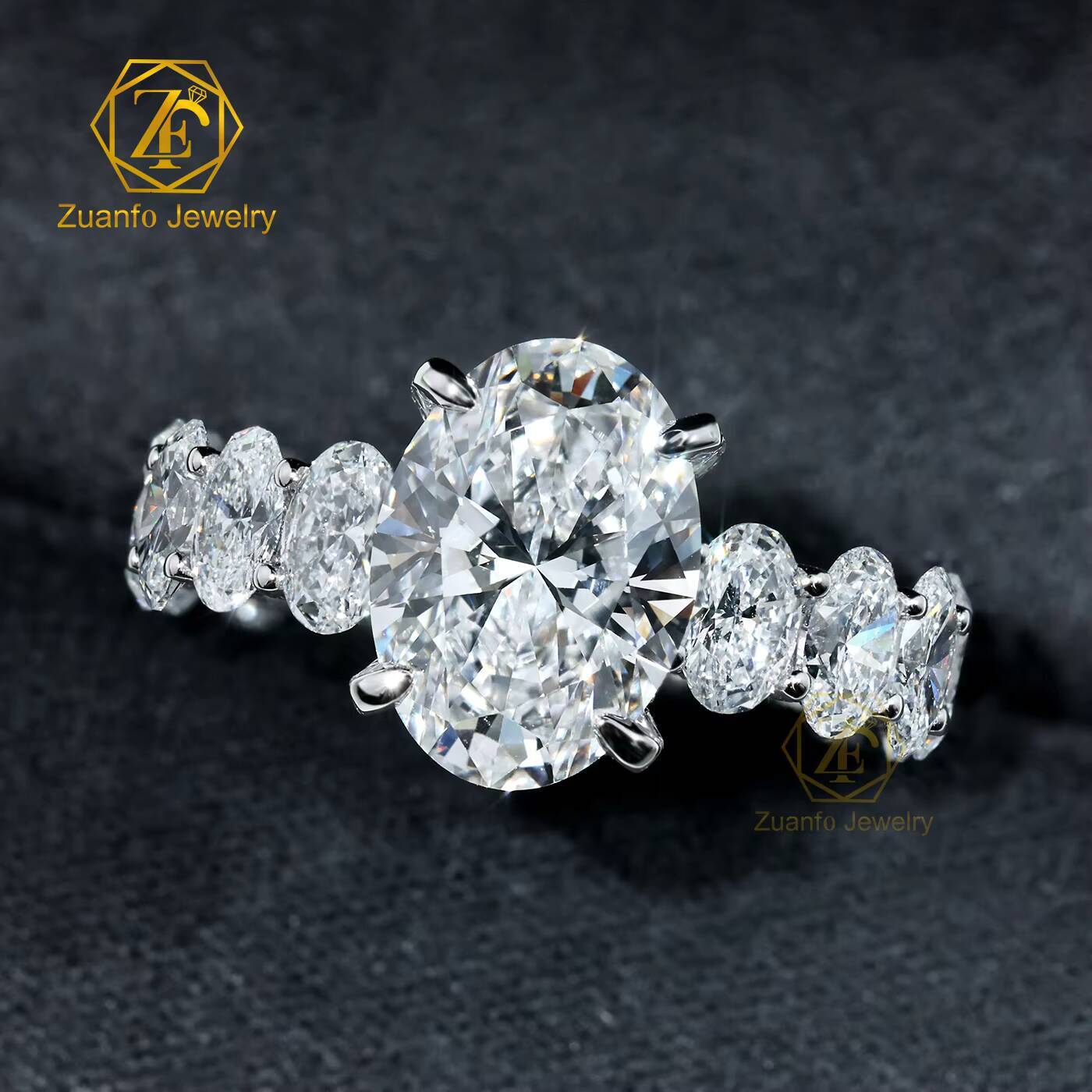 GIA IGI Certified Customized 14k 18k Solid Gold Oval Lab Grown Diamond Ring CVD HPHT 1ct to 5ct for Men Women Engagement