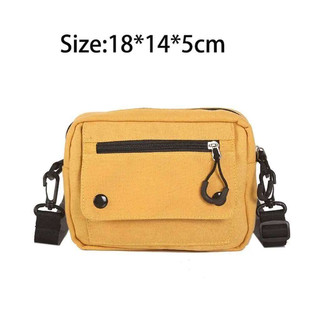 Korean Pure Color Shoulder Zipper Multifunctional Mobile Phone Bag Canvas Casual Tote Handbag Student XJ260125