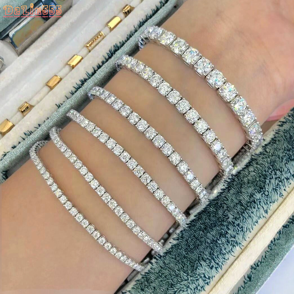 Real Gold CVD HPHT Lab Grown Diamond Tennis Bracelet Bangle for Women 18K 14K White Gold 3mm 4mm 5mm GRC Certificate