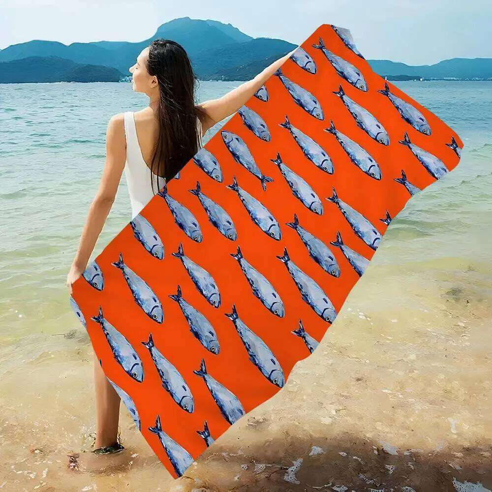 Colorful Sardine Lobster Fish Ocean Animal Big Microfiber Quick Dry Sand Beach Towels Pool Towel For Yoga 26Y0126