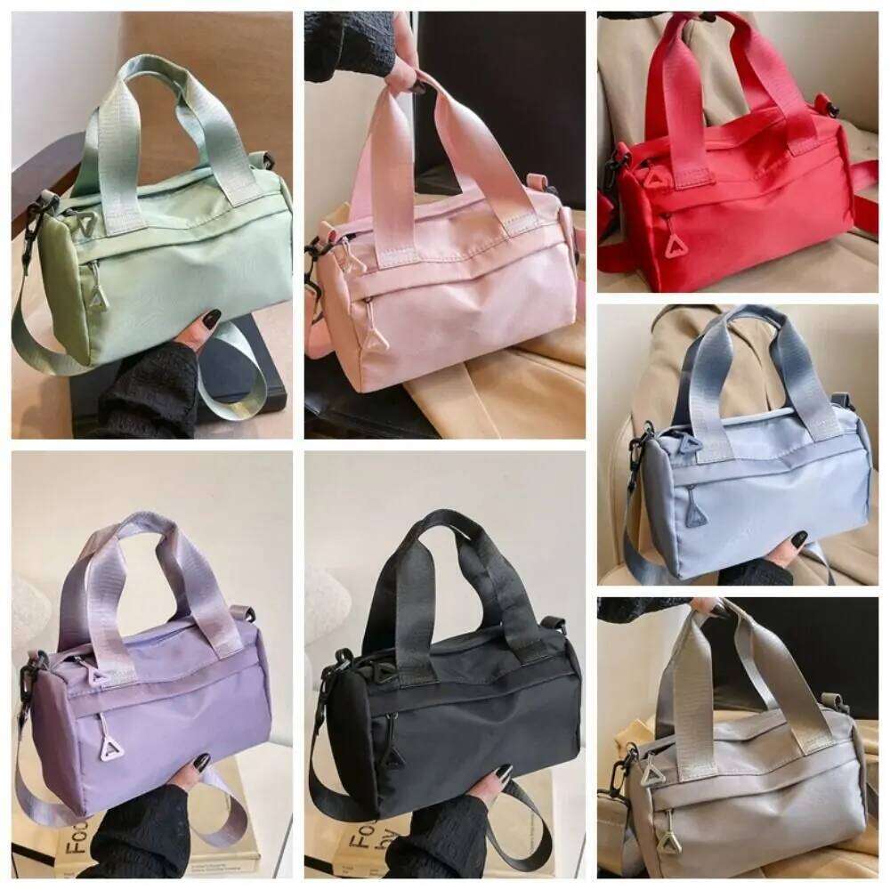 Casual Solid Color Canvas Crossbody Zipper Multi-Purpose Nylon Shoulder Handbag Tote Small Square Bag Student XJ260125