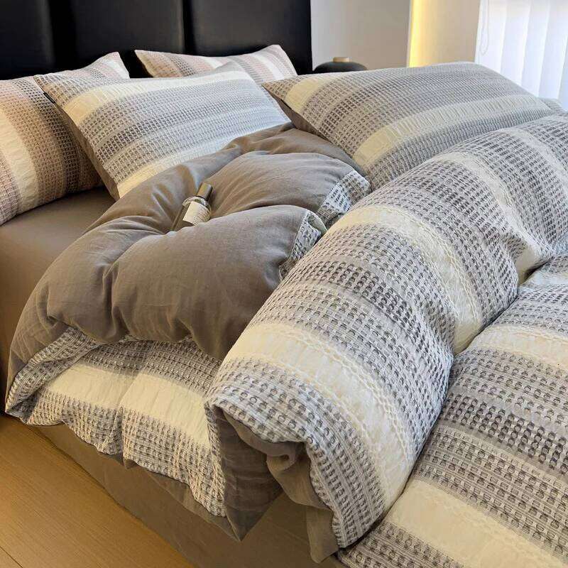 Class A 100 four-piece set of pure cotton bedding waffle bed sheet mattress Y260124