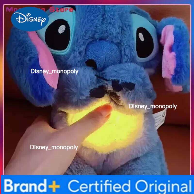 Disney Kawaii Stitch Plush Doll For Baby, Sleeping Companion, Musical Sound Soothing With Air Bag And Light, Breathing Toys Gifts H260126