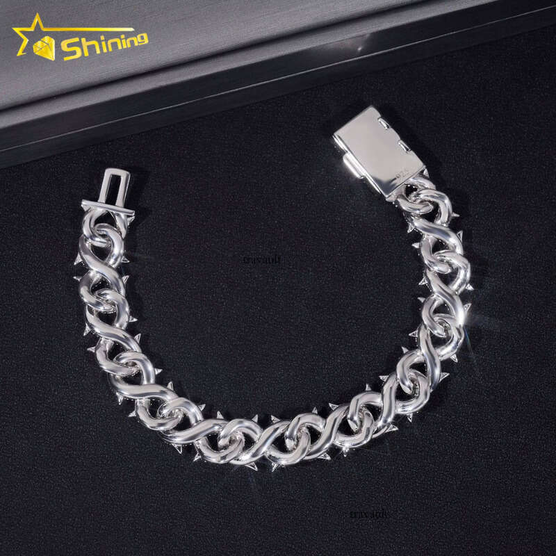 Luxurious Hip-Hop Hot Style Fashion Cuban for women Pure Sier jewlery with Sandstone Infinity bracelet Bracelet Chain