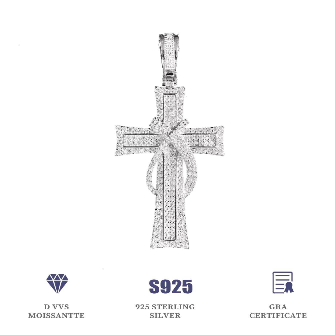 Mens Gothic Cross Charm Pendants Western Charms Jewelry Micro Pave Large Medieval Vintage Punk Retro Faith Gold Silver