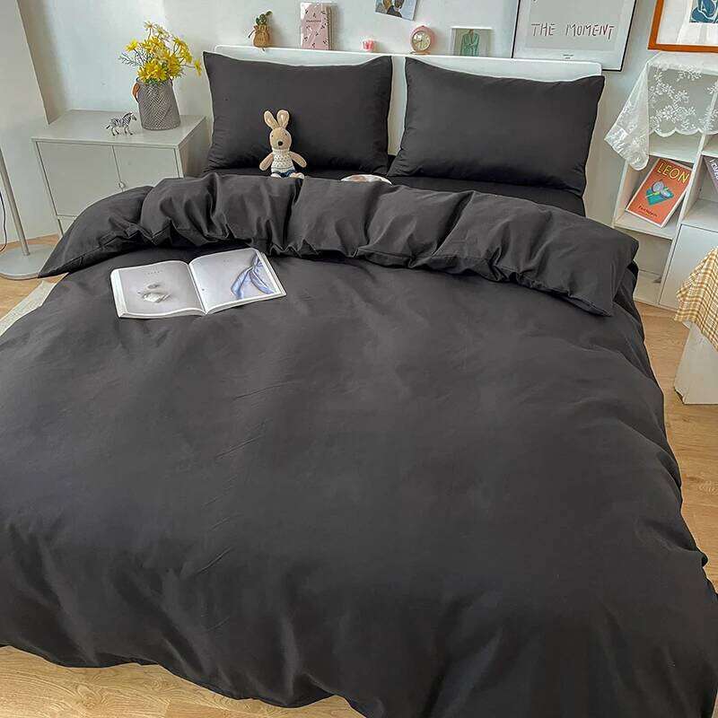 3-piece set, solid-color + one pair of pillowcases without cores, soft bedding, home down duvet cover Y260124