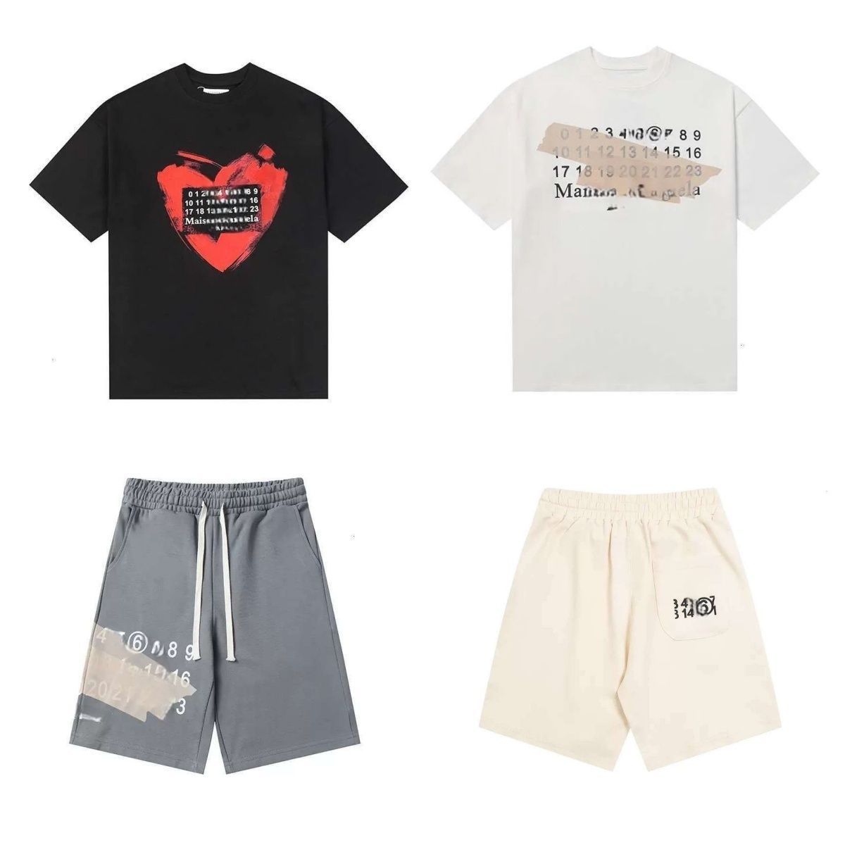 Masionlys Shirt Marigela 25Ss Margela Shirt Designer T-Shirt Luxury Mm6 Digital Pattern Round Neck Fashion T-Shirt Comfortable Hip Hop Street Margela T-Shirt 0C7