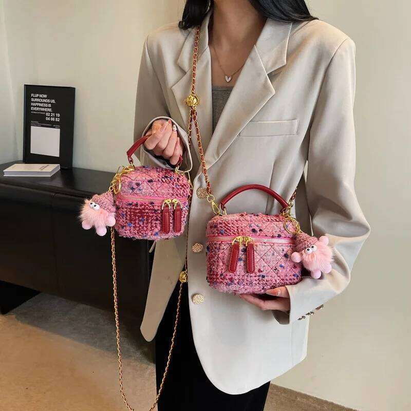 Women Mini Square Purse Luxury Design Solid Color Women's Small Handbag Fashion Plush Shoulder Crossbody Bag XJ260125