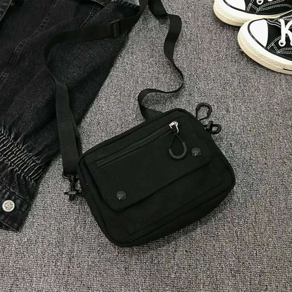 Korean Pure Color Shoulder Zipper Canvas Mobile Phone Bag Multifunctional Messenger Bags Student XJ260125