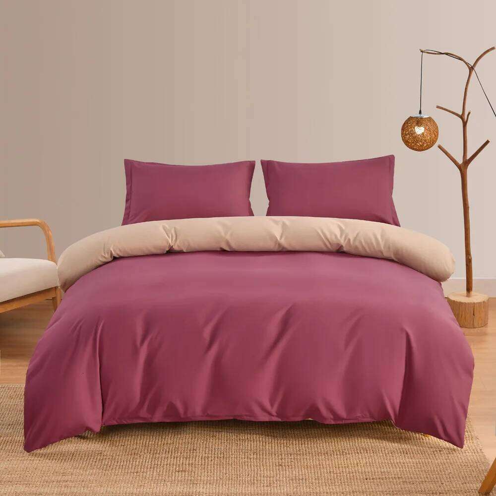 4Pcs Skin Friendly and Brushed Duvet Set, Solid Brown Purple Quilt Cover with Sheet Pillowcases, Luxury Hotel Bedding Set Y260124