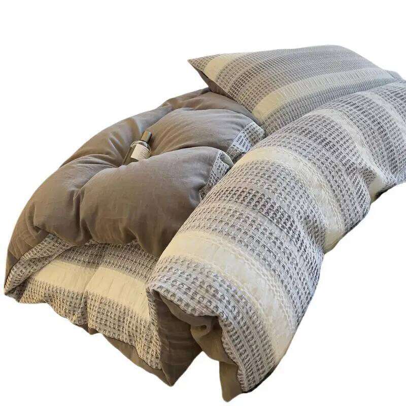 Class A 100 four-piece set of pure cotton bedding waffle bed sheet mattress Y260124
