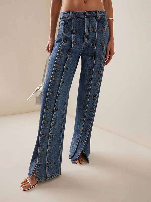 Women's Spring Autumn Stylish Button Jeans Pants 2025 New Denim Long Vintage Trousers Woman Bottoms Clothes for Ladies C260126 - view 5