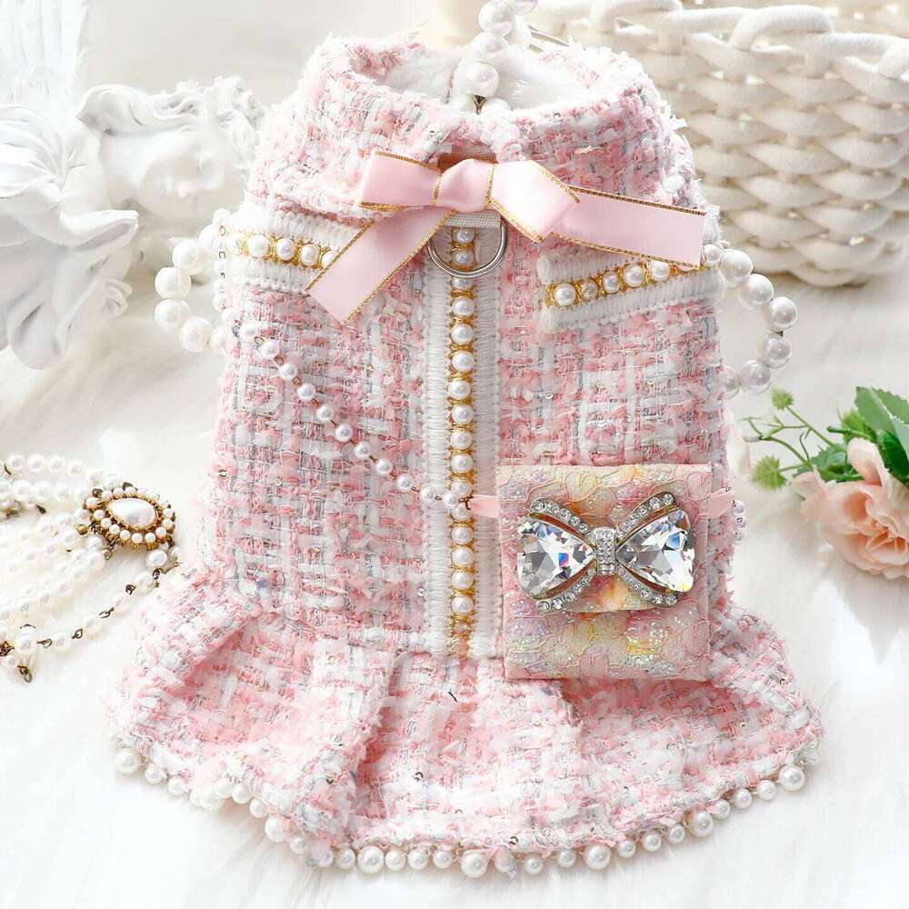 Winter Fall Pet Clothes, Luxury Princess Dress With Pearl Bowknot Small Dogs & Cats - Perfect For Bichon Frise, Schnauzer - view 3