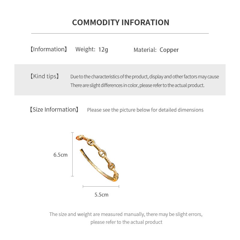 Jewelry Bangle 18K Gold Plated Zircon Clasp Bracelet Light Luxury Fashion Handwear for Women - view 6