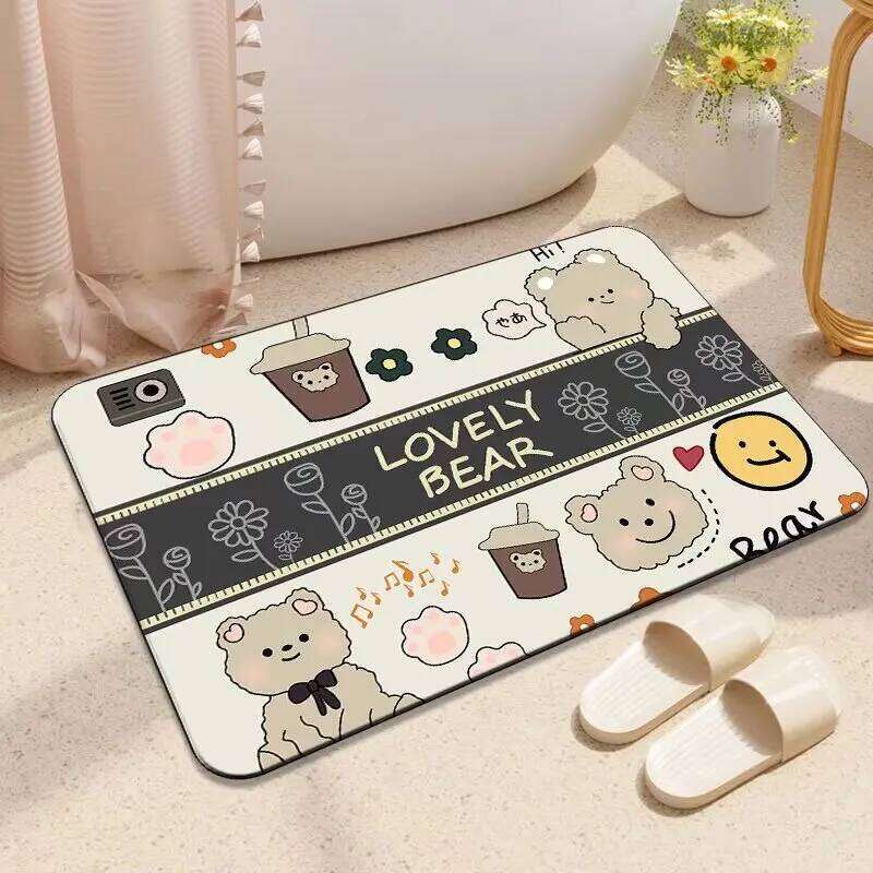 Bathroom diatom mud, water-absorbing non-slip mat, toilet, bathroom entry door, toilet floor mat