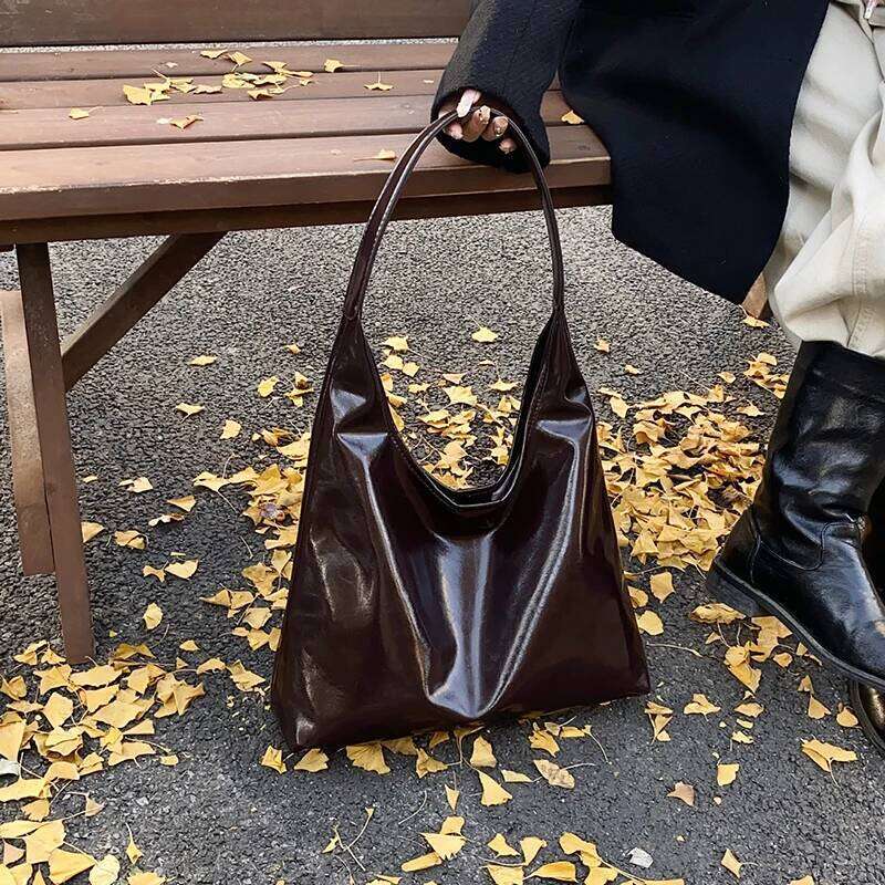 Vintage Soft PU Leather Hobo for Women Slouchy Underarm Shoulder Tote Handbag Trendy Ladies Large Capacity Bag XJ260125