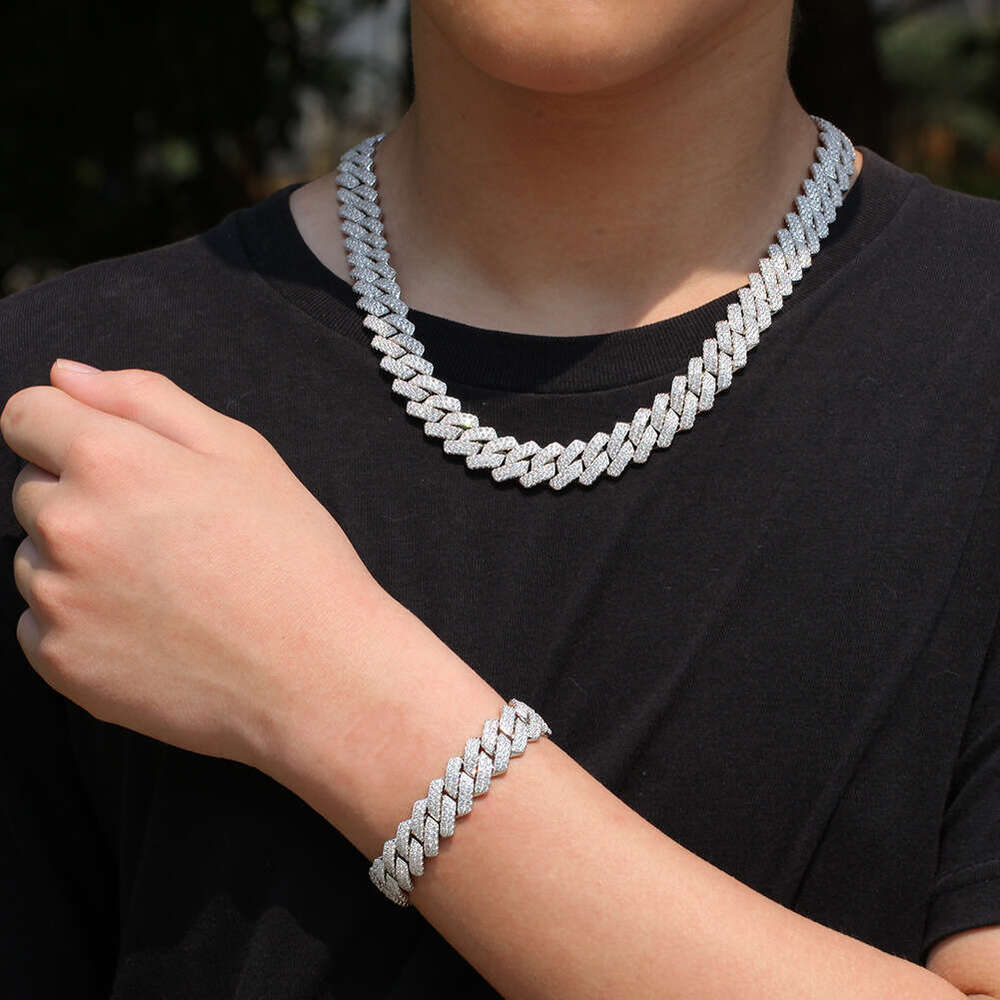 Cross-Border Hot Sale Hip-Hop Micro-Paved Moissanite diamond bracelet for Men High-Quality Personality Bar Cuban Bracelet - view 3