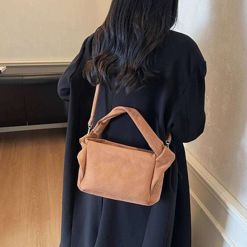 LEFTSIDE Women Small Faux Suede Shoulder 2025 Winter Retro Soft Crossbody Bag Luxury Designer Trend Brand Handbags XJ260125