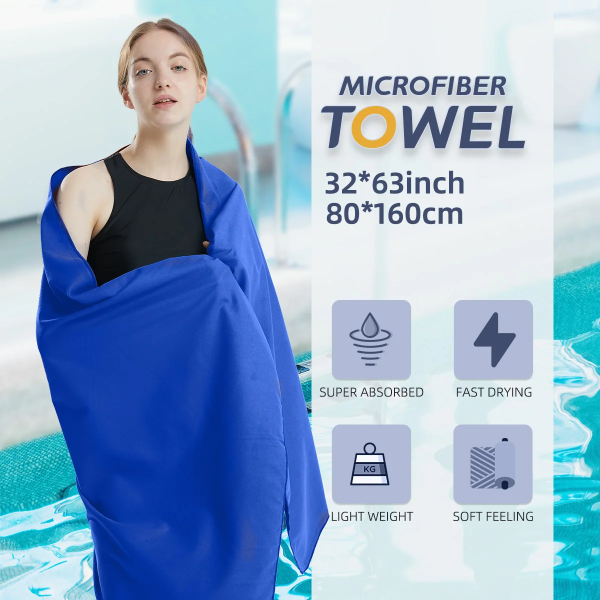 80x160cm Microfiber Towel Quick Dry Towel Travel Towel Sports Towel Beach Towel Sandproof Soft Light Towel For Swim, Yoga, Gym