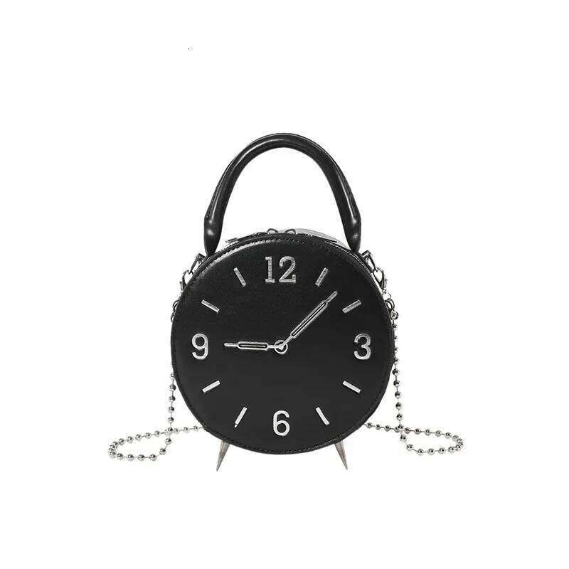 Women's Fashion Cute PU Crossbody Handbag Small round Shoulder Bag with Clock Design XJ260125