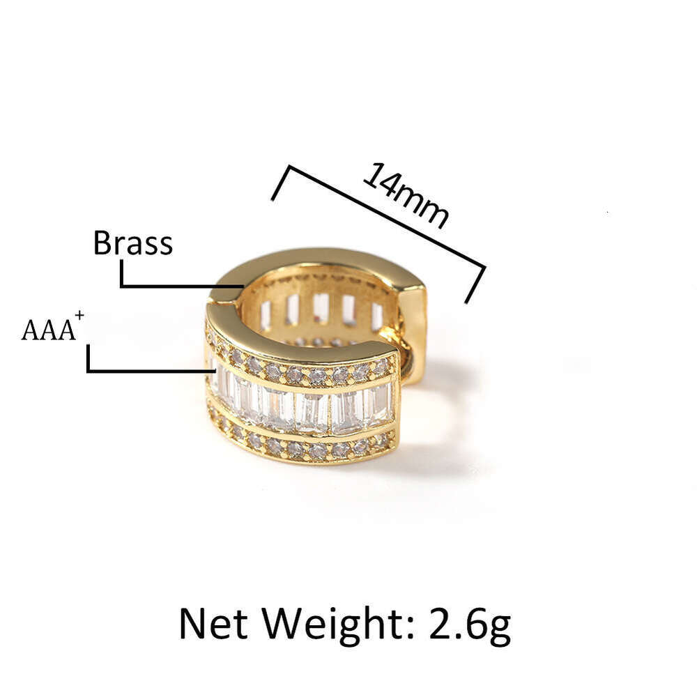 European and American Cross-Border Simple Inlaid Diamond Hip-Hop Moissanite diamond earrings Fashion Trend Square Zircon Earrings Hiphop Rap Accessori - view 3