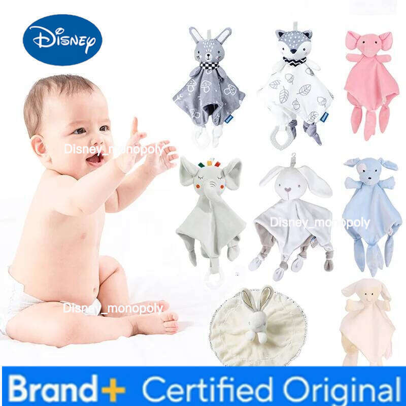 Disney Cute Animal Comforter Snuggle Blanket Newborn Baby Plush Stuffed Doll Bunny Elephant Soothe Appease Towel Gifts Infant Toys H260126