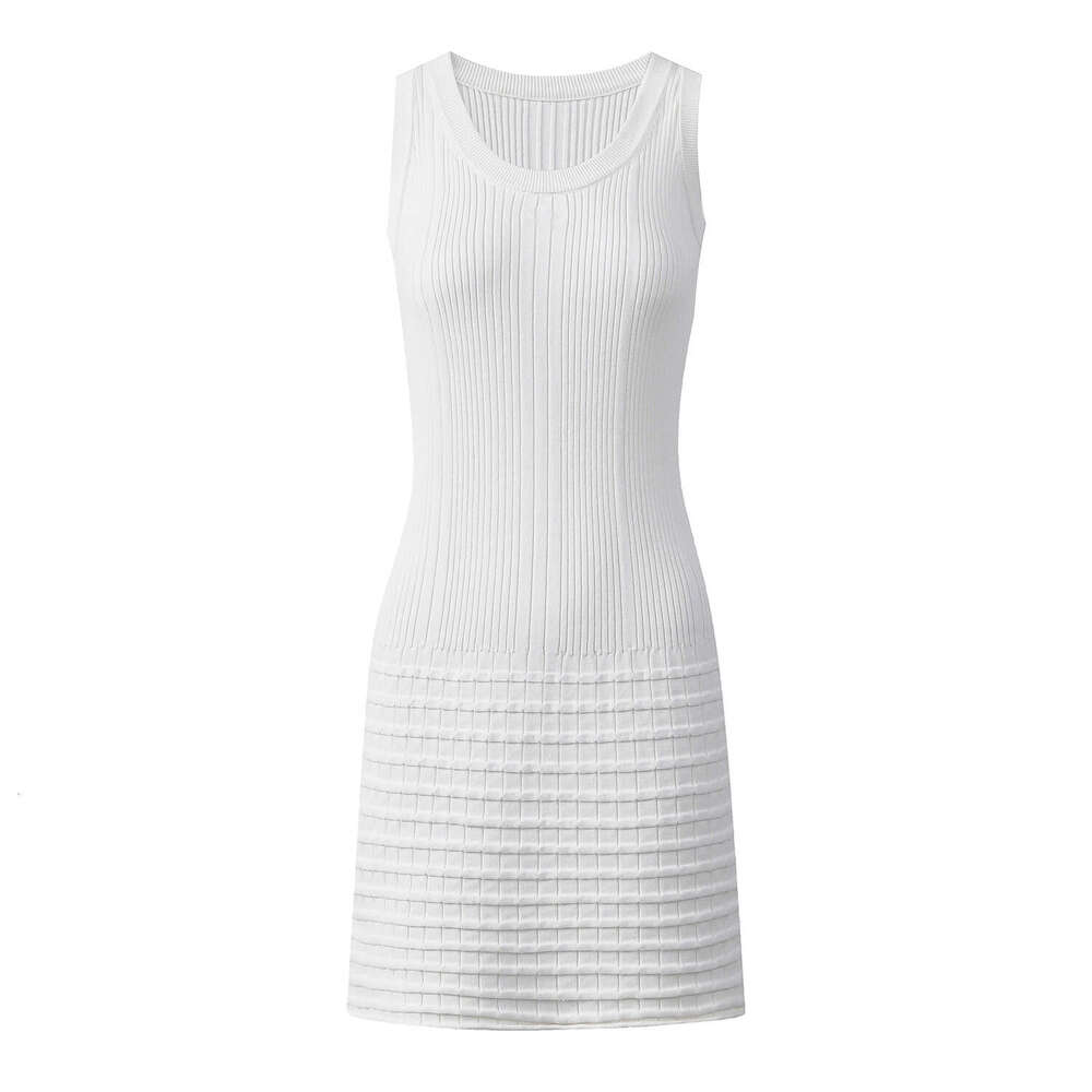 2026 Spring/Summer New Small Fragrant Jacquard Round Neck Simple Sleeveless Knitted Women's Tank Top Slimming Dress