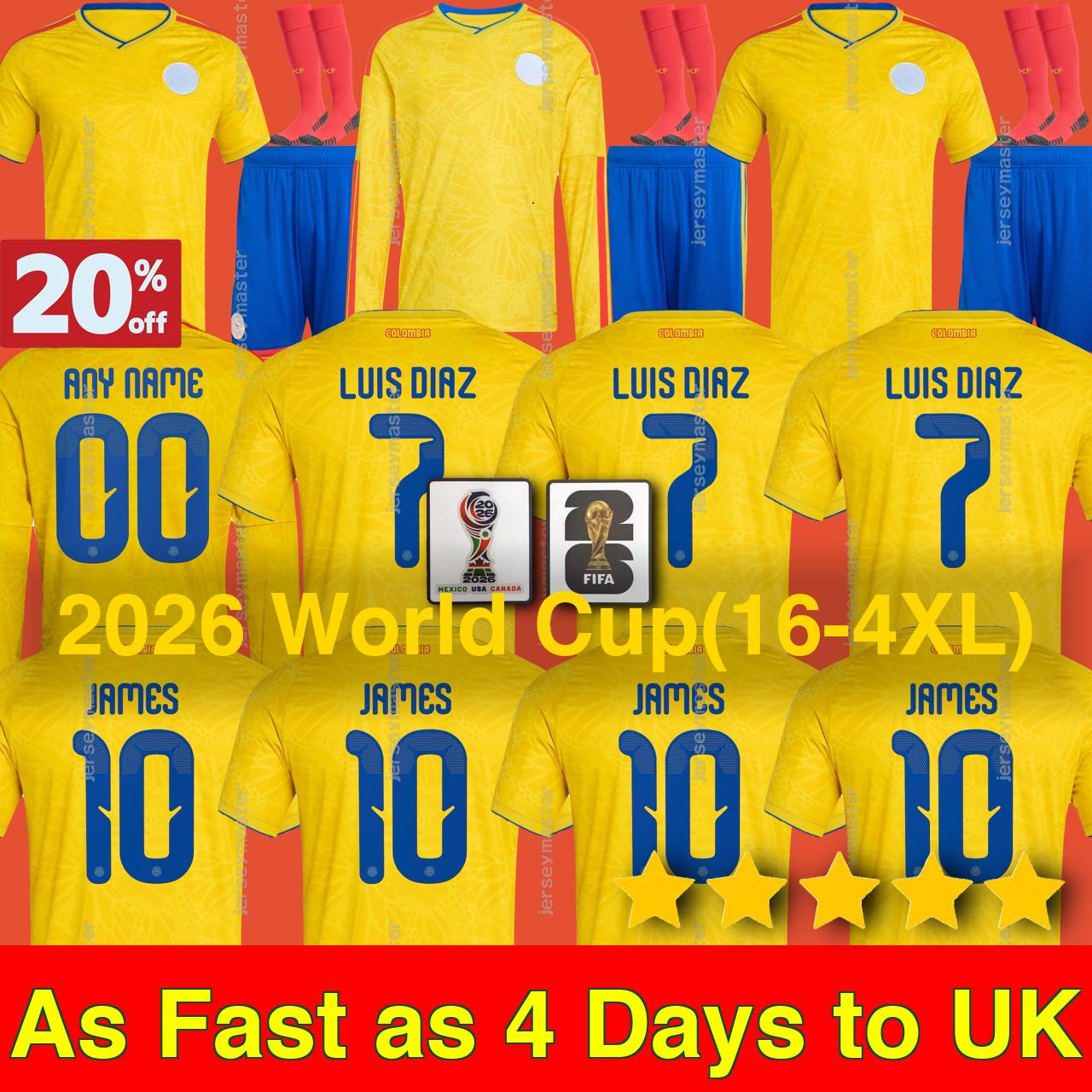 Colombia 2026 World Cup SOCCER JERSEYS LUIS DIAZ JAMES ARIAS ARIAS BORRE C. CUESTA CARRASCAL CORDOBA D. MUNOZ J. LERMA J. LUCUMI K. CASTANO football kit shirts men kids