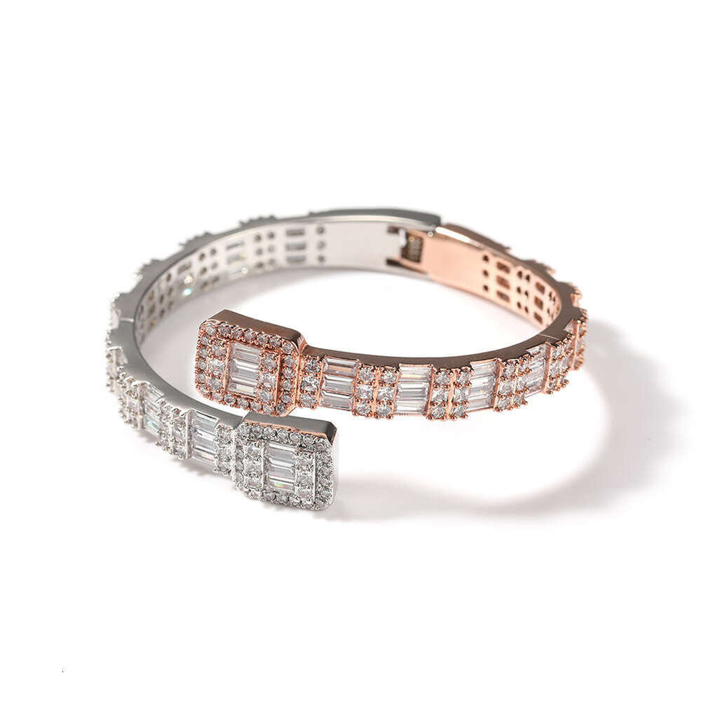 New Fashion Open Ins Style Inlaid Moissanite diamond bracelet Interwoven Two-tone Bracelet Personality Hip Hop Men's Jewelry