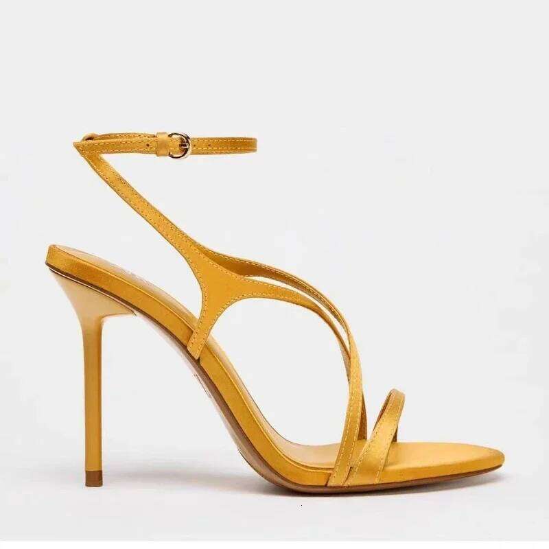 Satin Luxury High Heels Cross Naked Strap Sexy Banquet Dress Shoes Ladies Elegant Sandals Women Pumps