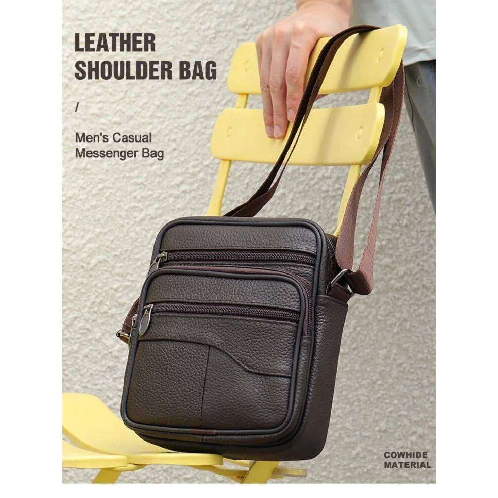 first layer cowhide men's single-shoulder genuine leather small crossbody business casual mobile phone bag XJ260125