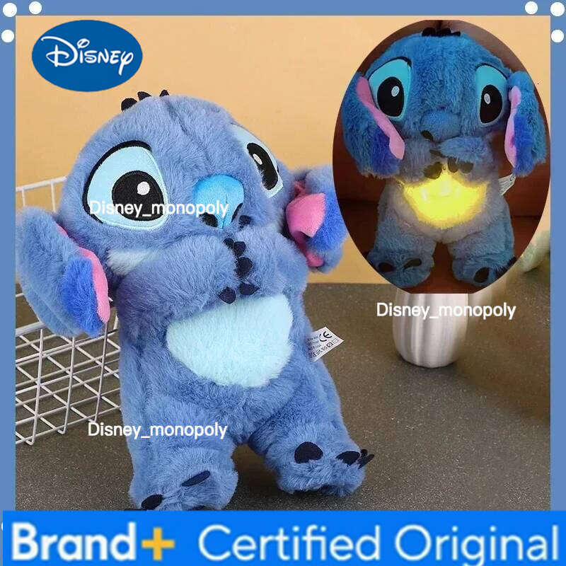 Disney Lilo&Stitch Plush Doll With Breath Child Peluche Soothes Toy Anime Baby Music Light Sleep Toys Pink Stitch Gift H260126