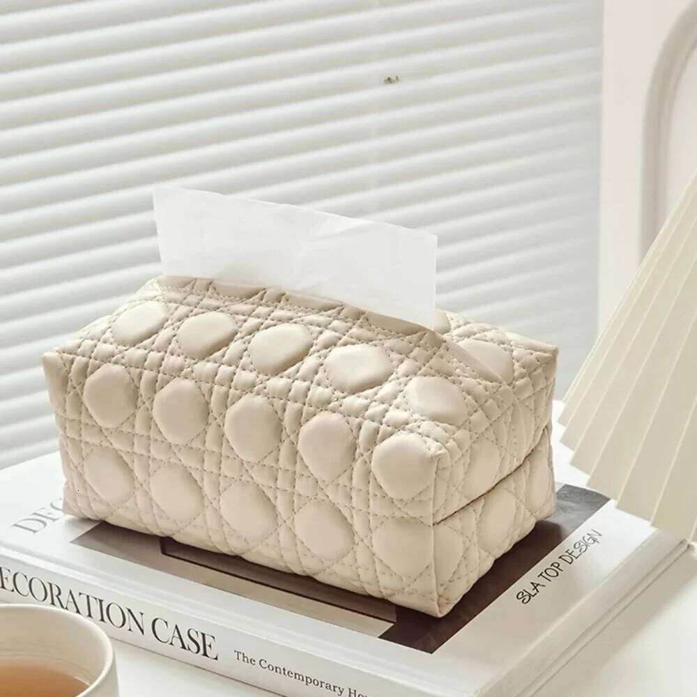 Vine Texture European Box Napkin Rhombus Leather Art Tissue Case Home Table Decoration Car Papers Dispenser Holder