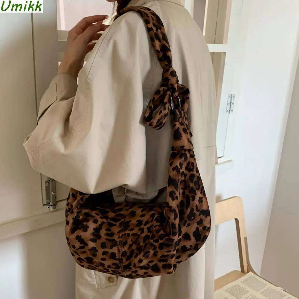 Autumn Winter Faux Suede Crescent Dumplings Vintage Leopard Print Handbag Women Shoulder Crossbody Bags Retro Messenger Bag XJ260125