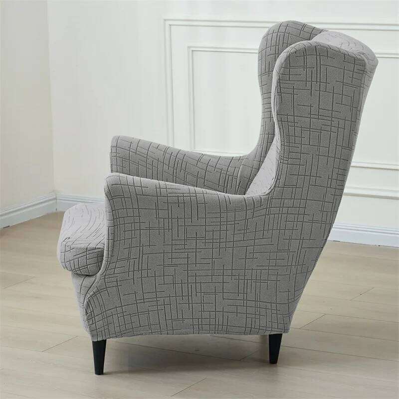 1 Set Jacquard Wing Spandex Wingback Chair Sofa Covers Armchair Slipcover with Seat Cushion Cover Home Decor 26L0126