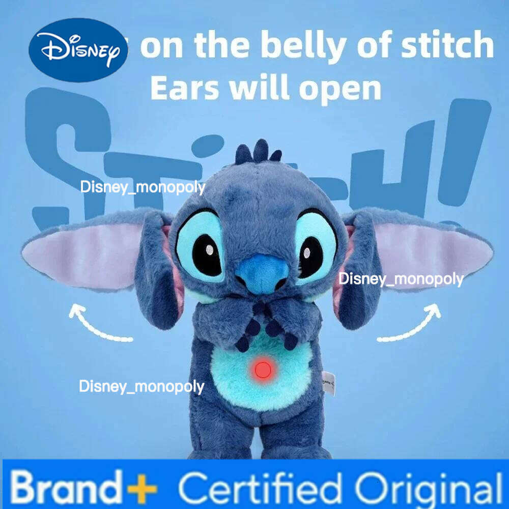 Disney 30CM Stitch Doll With Lighting Music Baby Sleeping Companion Sound Soothing Kawaii Plush Toy 2025 Breathing Toys H260126