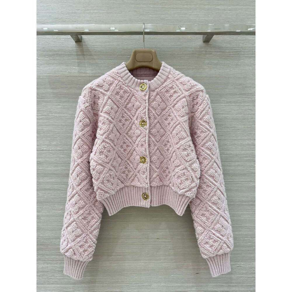 G Quality 25 New Diamond Pattern Jacquard Thick Knitted Cardigan Sweater Stand Collar Zipper Jacket