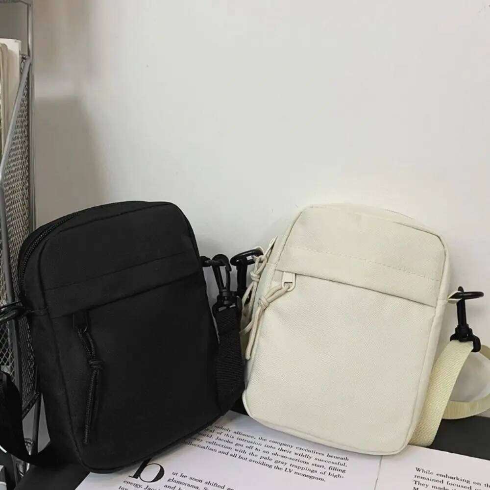 Simple Solid Color Crossbody Canvas Adjustable Shoulder Bag with Zipper Messenger Bags Women XJ260125