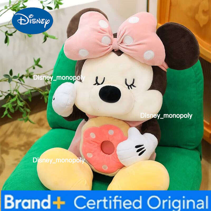Disney Large Size 80cm New Minnie Mickey Mouse Couples Doughnut Kawaii Movies Stuffed Plush Toy Doll Birthday Girlfriend Girl Xmas Gift H260126