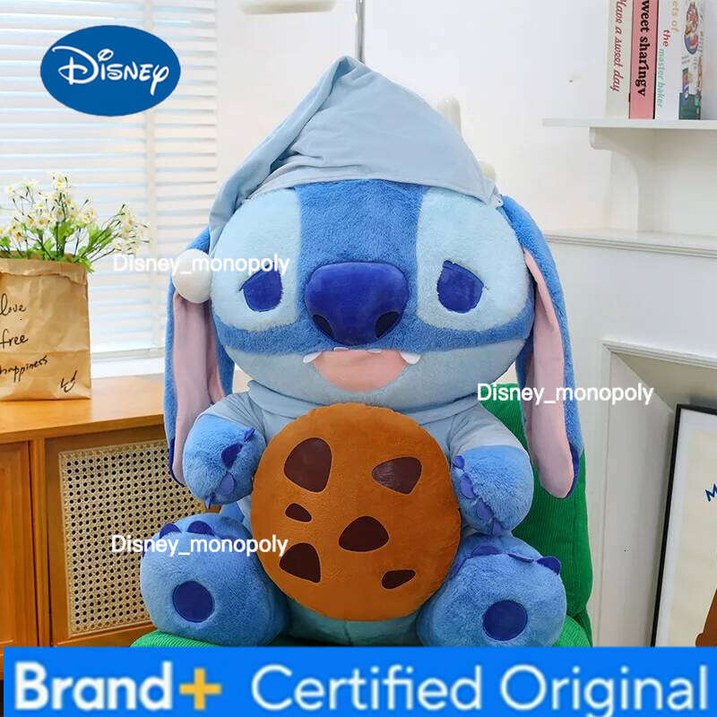 Disney Holding Cookie Stitch Plush Toy Cartoon Anime Stuffed Doll Bed Car Pillow Cushion Kawaii Room Decor Kids Birthday Xmas Gifts H260126