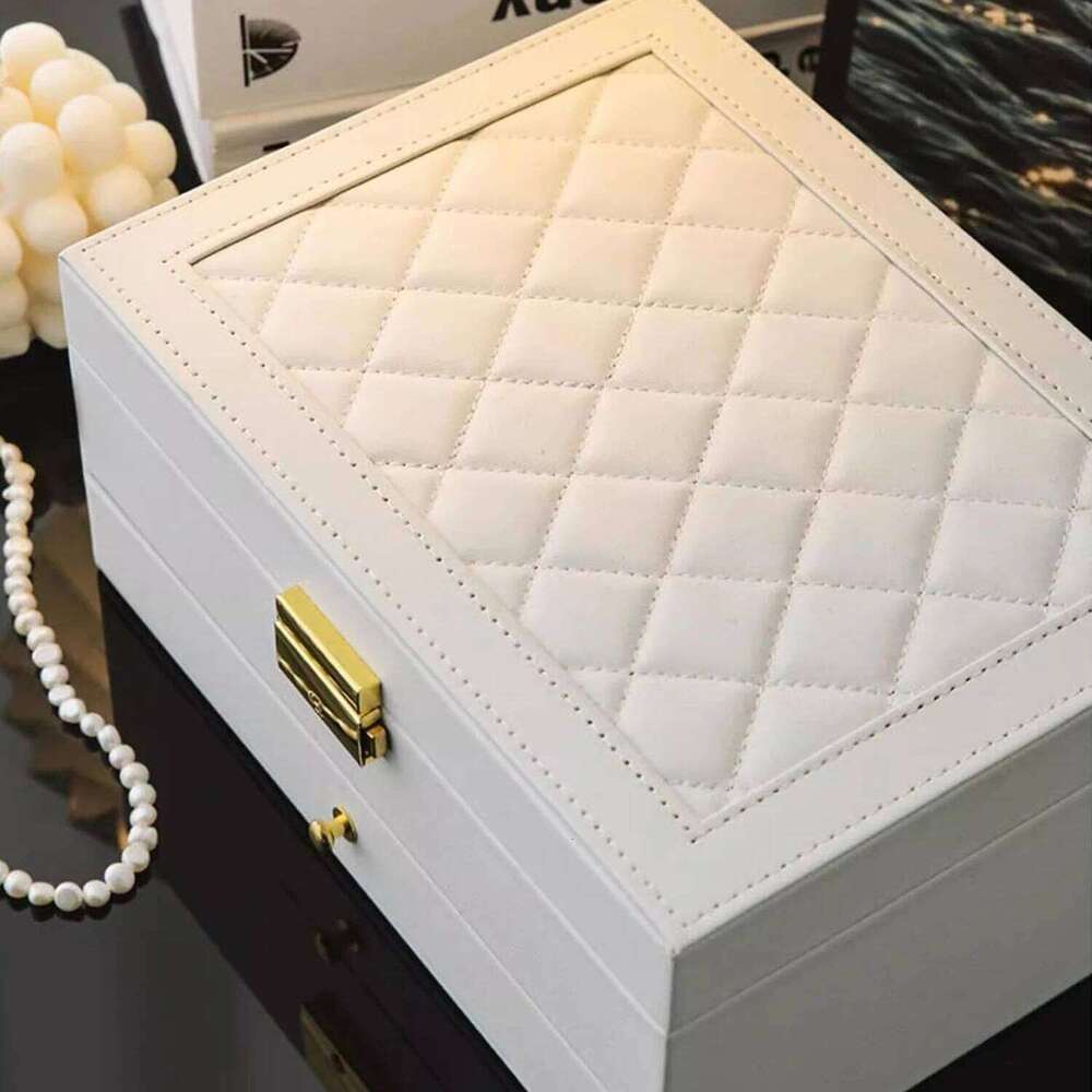 S Leather Jewelry Large Women Storage Box With Two Layers Display Earrings Bracelets Rings Watches