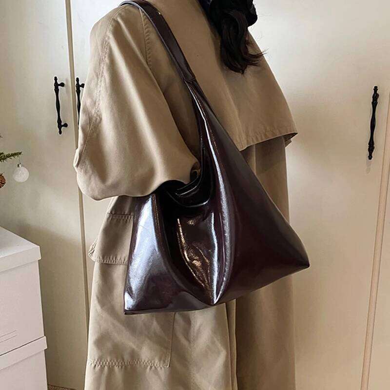 Trendy Wine Red Hobo Vintage Large Capacity Underarm Single Simple Shoulder Bag Commute Women Tote XJ260125