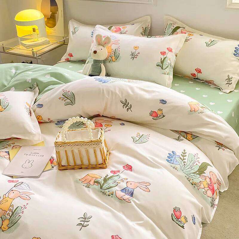 Bed Linen Duvet Cover Four-piece Set Sheets Quilt Covers Bedding College Student Dormitories Skin-friendly Cotton Three-piece Y260124