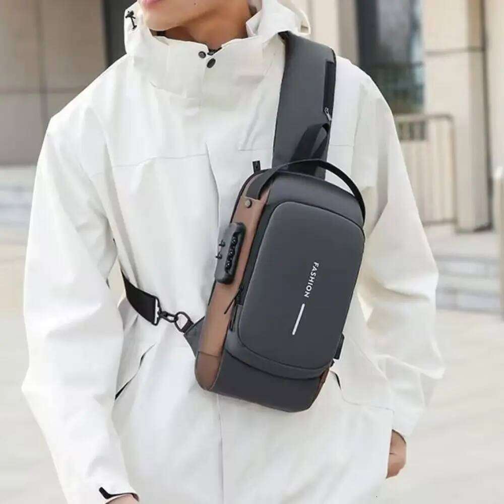 Anti-theft Men's Chest Password Lock Large Capacity Male Multifuctional Shoulder Bag Multi-pocket Water Proof XJ260125