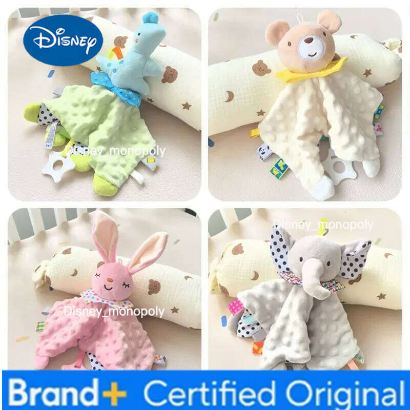 Disney Baby Security Soothing Doll Towel with Teether Rattles Soft Blanket Snuggle Toy Stuffed Animal for Babies Newborns Gift H260126