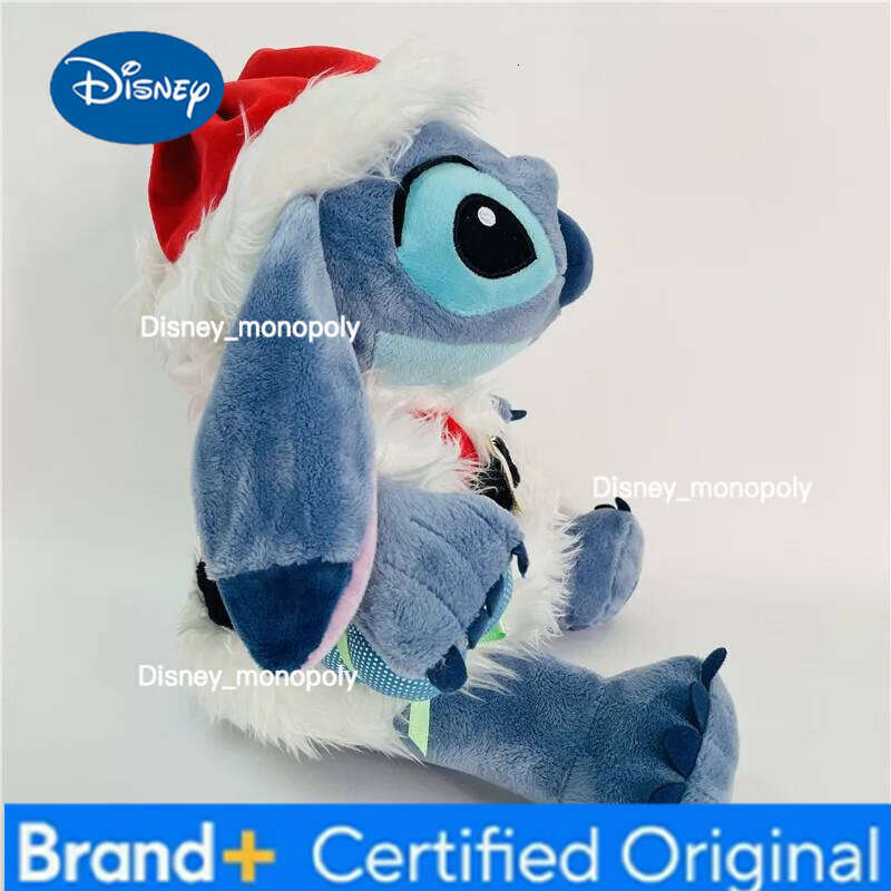 Disney 35cm Stitch Cos Santa Claus Cartoon Kawaii Plush Doll Toys Soft Stuffed Throw Pillow Back Cushion Kids Christmas Gifts H260126