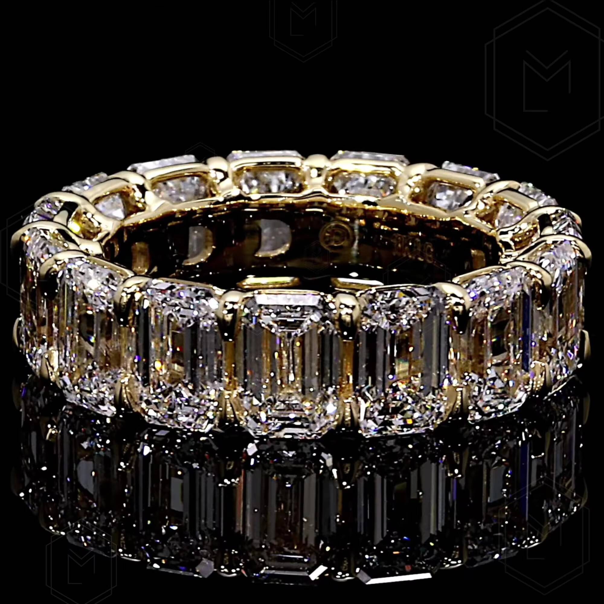 Igi Certificate Cvd HPHT Lab Grown Created 14k 18k Solid Gold Eternity Wedding Match Band Ring Emerald Cut for Diamond Rings
