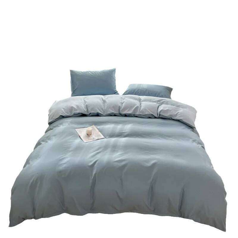 Bed Linen Duvet Sheets Solid Color Four-piece Set Simple Washed Brushed Cover Quilt Winter Bedding for The Dormitory Y260124
